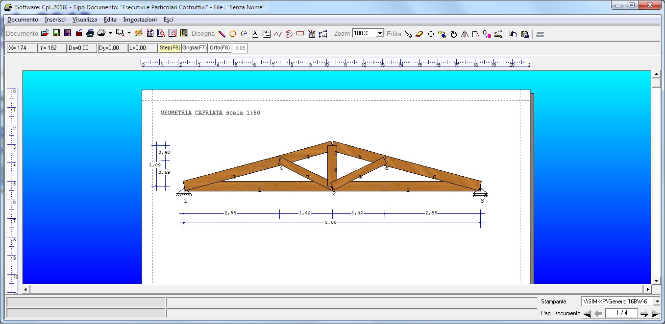Esecutivi di cantiere capriata in legno - geometria capriata