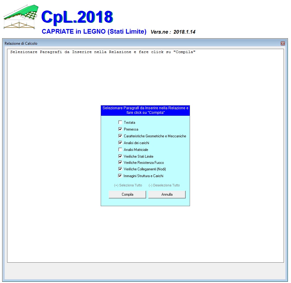 Selezione paragrafi relazione di calcolo capriate in legno