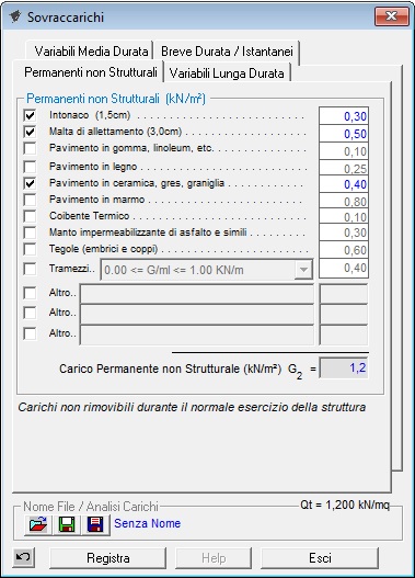 Carichi Permaneti non Strutturali